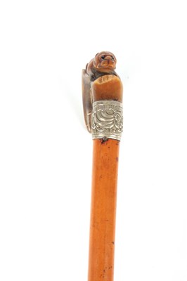 Lot 377 - A 19TH CENTURY MALACCA CANE WALKING STICK WITH...