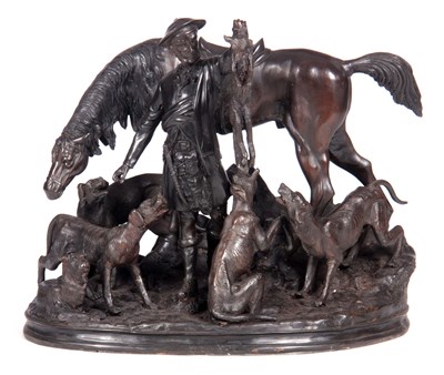 Lot 441 - A LARGE 20TH CENTURY BRONZE FIGURAL SCULPTURE...