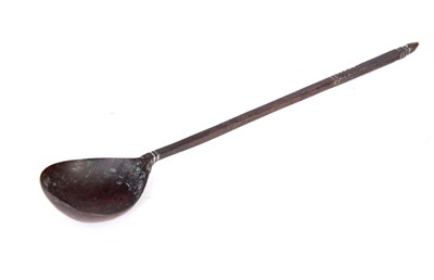 Lot 473 - AN EARLY COPPER SPOON - POSSIBLY ROMAN the...