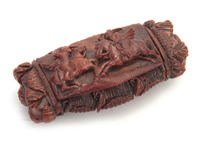 Lot 492 - A 19TH CENTURY CARVED COQUILLA NUT SNUFF BOX...