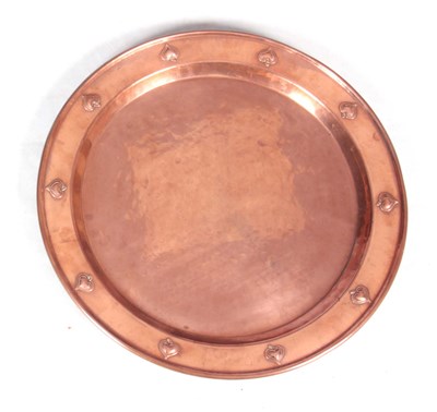 Lot 499 - AN ART NOUVEAU PATINATED COPPER CHARGER with...