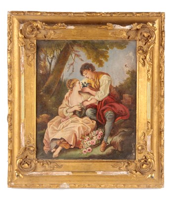 Lot 560 - 19TH CENTURY OIL ON BOARD A romantic garden...