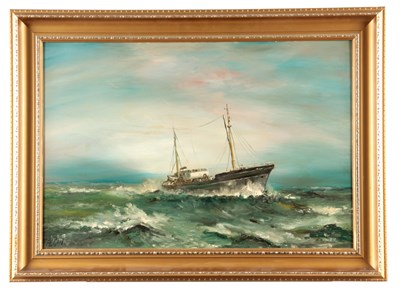 Lot 582 - FEGAN 20TH CENTURY OIL ON BOARD Maritime scene...