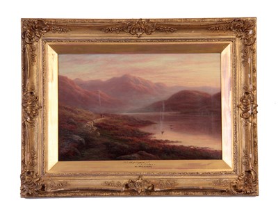 Lot 589 - WILLIAM MELLOR OIL ON CANVAS Lake and mountain...