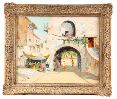 Lot 597 - JOHN D'OYLY 1906-1993 OIL ON CANVAS Gattieres,...