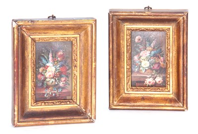 Lot 601 - G BAYLE A PAIR OF MINIATURE 19TH CENTURY OILS...