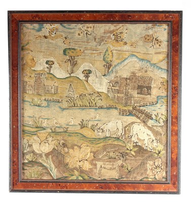 Lot 630 - AN 18TH CENTURY EMBROIDERED NEEDLEWORK PICTURE...