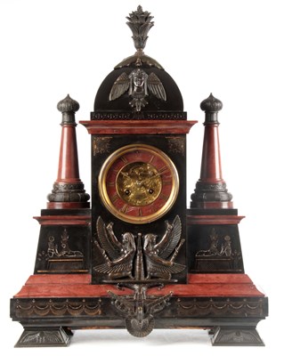 Lot 680 - A LARGE LATE 19TH CENTURY SLATE, ROUGE MARBLE...