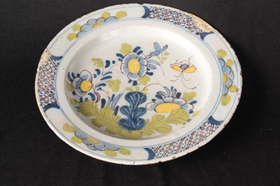 Lot 72 - TWO 18TH CENTURY DELFT POLYCHROME PLATES with...