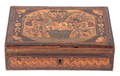 Lot 761 - AN 18TH CENTURY COLOURED STRAW WORK BOX the...