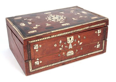 Lot 766 - A 19TH CENTURY ANGLO INDIAN TEAK, BONE INLAID...