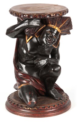 Lot 770 - A 19TH CENTURY BLACKAMOOR CARVED WALNUT...