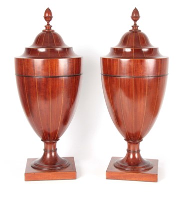 Lot 774 - A PAIR OF GEORGE III SHERATON DESIGN MAHOGANY...