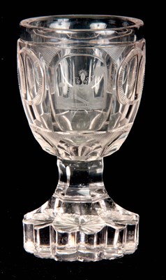 Lot 8 - A 19TH CENTURY EUROPEAN GLASS GOBLET with...