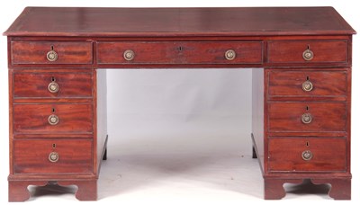 Lot 802 - A LATE GEORGIAN MAHOGANY PARTNER'S DESK with...