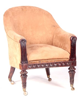 Lot 807 - A GEORGE IV ROSEWOOD UPHOLSTERED GILLOWS STYLE...