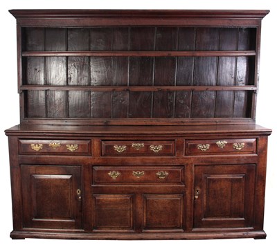 Lot 814 - A GOOD EARLY 18TH CENTURY OAK WELSH DRESSER...