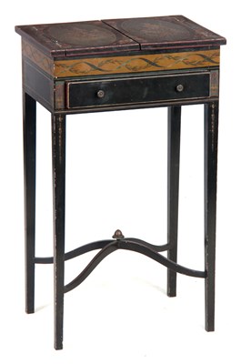 Lot 823 - AN EARLY 19TH CENTURY PAINTED BLACK LACQUER...