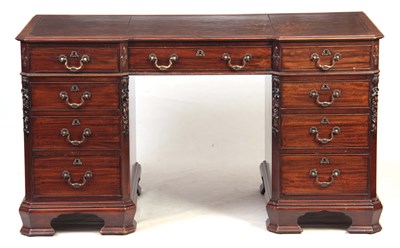 Lot 830 - A LATE 19TH CENTURY MAHOGANY PEDESTAL DESK...