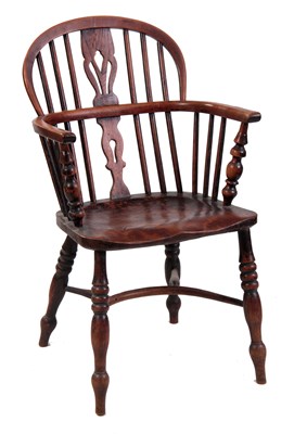 Lot 838 - A 19TH CENTURY ASH AND ELM WINDSOR CHAIR with...