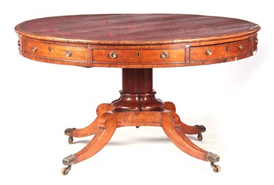 Lot 850 - A LARGE WILLIAM IV OAK DRUM TABLE with...