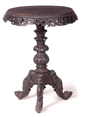 Lot 858 - A 19TH CENTURY CARVED ANGLO INDIAN OCCASIONAL...