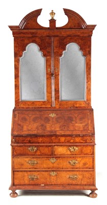 Lot 877 - A WILLIAM AND MARY BURR WALNUT BUREAU BOOKCASE...