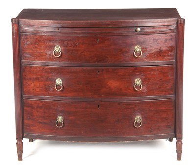 Lot 879 - A REGENCY FIGURED MAHOGANY BOW FRONT CHEST OF...