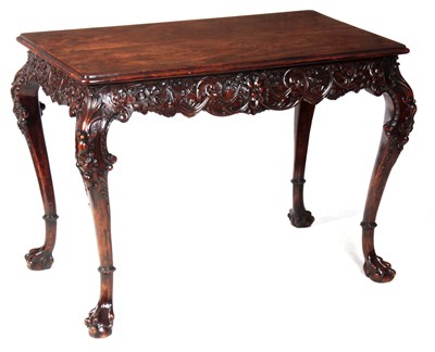 Lot 886 - A FINE MAHOGANY CHIPPENDALE STYLE SILVER TABLE...