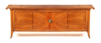 Lot 892 - A STYLISH ITALIAN WALNUT SIDEBOARD with brass...