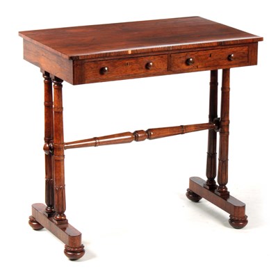 Lot 926 - A REGENCY FIGURED ROSEWOOD WRITING TABLE IN...