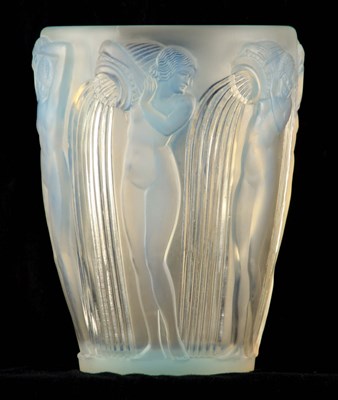 Lot 21e - R LALIQUE, AN OPALESCENT ‘DANAIDES’ GLASS VASE...