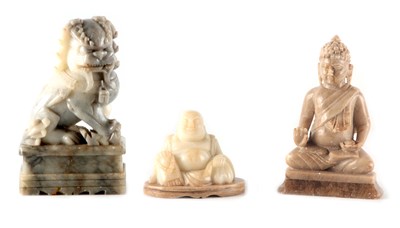 Lot 104 - A CHINESE JADE SCULPTURE OF A SEATED HOTEI...