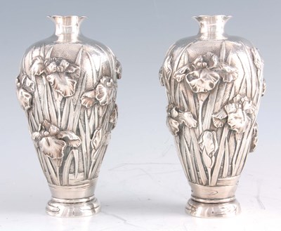 Lot 121 - A PAIR OF LATE 19TH CENTURY CHINESE SILVER...