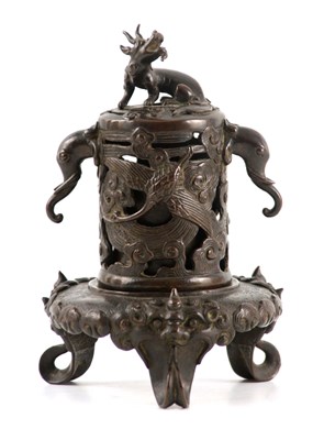 Lot 146 - A 19TH CENTURY CHINESE BRONZE CENSER with...