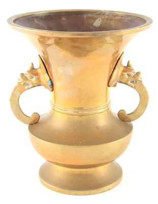 Lot 147 - A 19TH CENTURY CHINESE BRASS VASE of baluster...