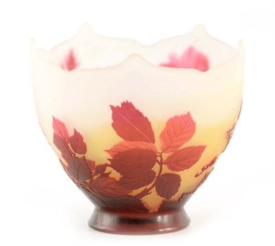 Lot 15 - EMILE GALLE. A THREE COLOUR CAMEO GLASS VASE...