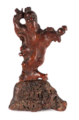 Lot 161 - A 19TH CENTURY CHINESE CARVED ROOT WOOD FIGURE...