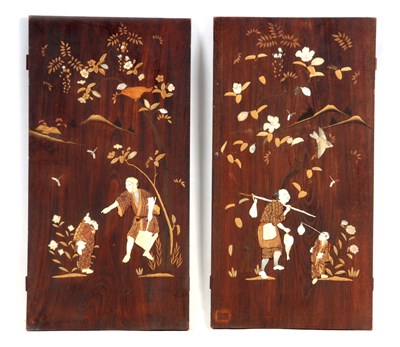 Lot 162 - A PAIR OF 19TH CENTURY CHINESE INLAID WALL...