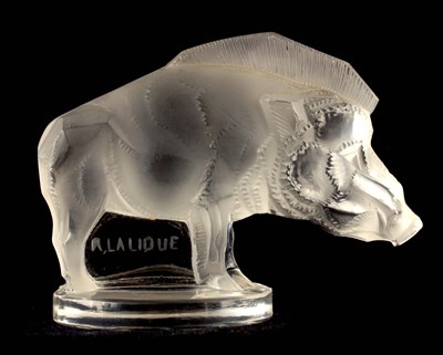 Lot 18 - R LALIQUE A CLEAR BOAR 'SANGLIER' CAR MASCOT...