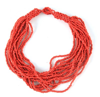 Lot 180 - A 20TH CENTURY MULTI STRING BEAD CORAL...