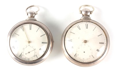 Lot 217 - TWO SILVER PAIR CASED POCKET WATCHES the first...