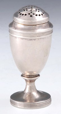 Lot 237 - A GEORGE III SILVER POUNCE POT of bulbous form...