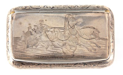 Lot 238 - A 19TH CENTURY RUSSIAN SILVER ENGRAVED SNUFF...