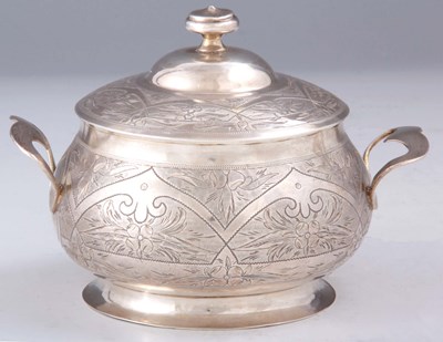 Lot 253 - A 19TH CENTURY RUSSIAN SILVER BOWL AND COVER...