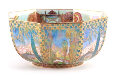 Lot 27 - A WEDGWOOD FAIRYLAND LUSTRE FOOTED OCTAGONAL...