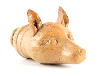 Lot 29 - AN EARLY 19TH CENTURY STONEWARE FOX HEAD...