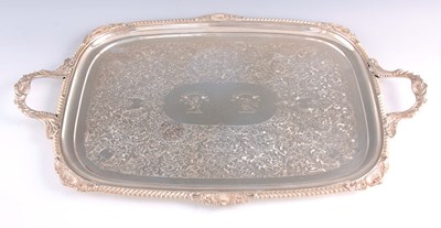 Lot 352 - A LARGE GEORGE V SILVER TWO HANDLED TRAY the...