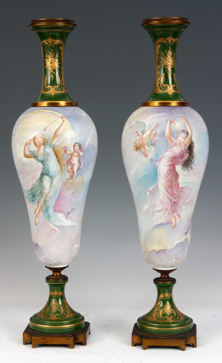 Lot 91 - A PAIR OF 19TH CENTURY FRENCH SEVRES STYLE...