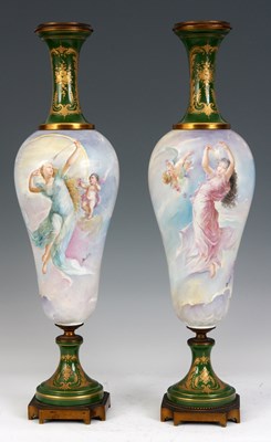 Lot 91 - A PAIR OF 19TH CENTURY FRENCH SEVRES STYLE...